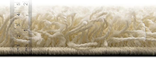 Unique Loom Solid Shag Collection Area Rug (5' 1" x 8' Oval, Pure Ivory)