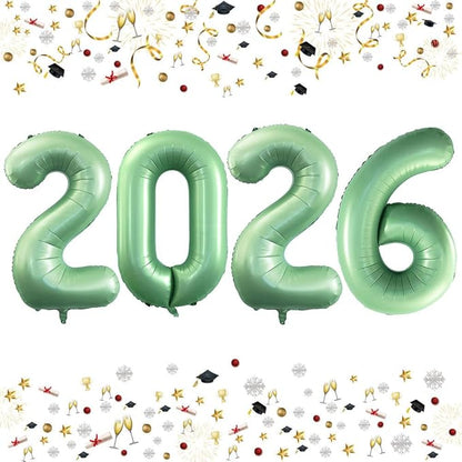 GOER 42 Inch 2026 Foil Number Balloons for 2026 New Year Eve Festival Party Supplies Graduation Decorations (Olive Green)