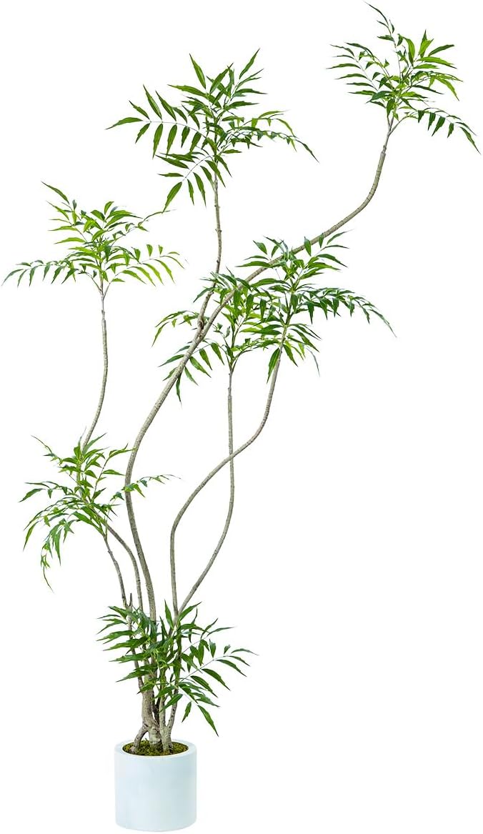 Artificial Mahonia fortunei Tree,6ft Tall Fake Plants Artificial Mahonia fortunei Plants for Indoor, Fake Trees for Office Home Living Room Floor Patio Greening Porch Decor