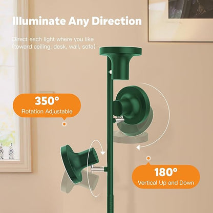 36W LED Tree Floor Lamp, Modern Dimmable Standing Lamp with Remote & Touch Control, 4 Color Temperatures, 3 Rotatable LED Light Floor Lamps for Living Room, Bedroom, Office