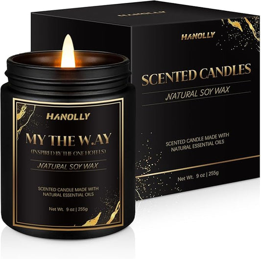 My The W.ay Hotel Candle, 9 oz Scented Candles for Home Soy Candle Wax, Inspired by The One Hotels, Luxury Long Lasting Aromatherapy Jar Candle Gifts for Men Women