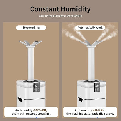 30L/7.93Gal Commercial Humidifier for Large Room up to 4200 sq ft, 3000mL/H Spray Output Whole House Humidifier with Precision Sensor, Top Fill, 360° Nozzle for Home, Office, Plants, Warehouse