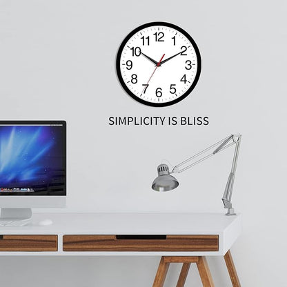 14 Inch Wall Clock Modern Battery Operated Silent Non Ticking Large Analog Clock for Living Room Office Home Bedroom Kitchen Bathroom(Black)