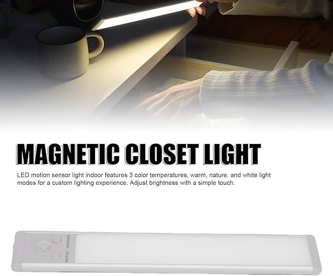 Sorandy Motion Sensor Under Cabinet Light, Battery Powered LED Closet Light with 3 Color Temperature Settings, 120 Wide Angle Motion Detection for Closets Garages Kitchen
