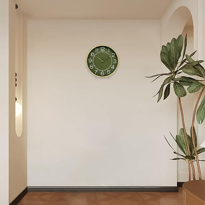 HZDHCLH 12inch Wall Clocks Battery Operated,Quartz Movement,Silent Non Ticking Modern Wall Clock for Living Room Bedroom Kitchen Office School Classroom Decor Green Gold
