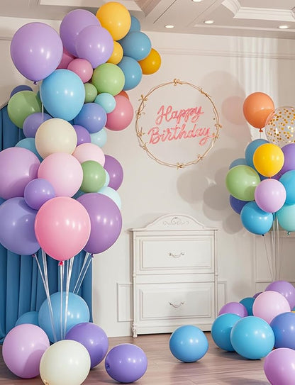 Pastel Macaron Balloons 100 Pack, 12 Inch Latex Helium Rainbow Balloons Garland with Assorted Colors for Birthdays Weddings Baby Showers Graduation Arch Party Decorations