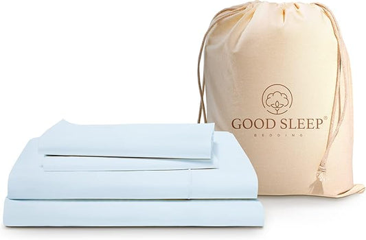 Good Sleep Bedding Queen Sheet Set 1000 Thread Count - 100% Egyptian Cotton Sheets Queen Size Set, 4 Pc Sheets Queen Size Bed Set, Sateen Weave, Soft Queen Size Sheets Deep Pocket 16" - Light Blue