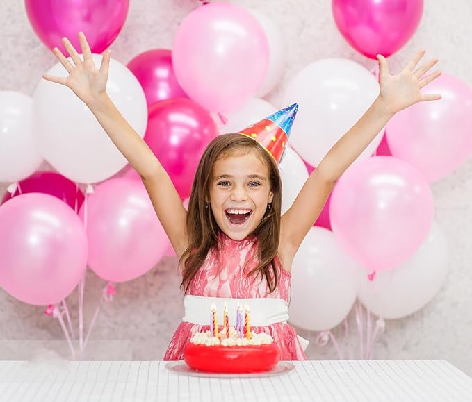 KALOR 12 Inch Pearl Light Pink Balloons, 50 Pcs Shiny Latex Helium Balloons for Kid's Birthday Party, Baby Shower, Wedding, Graduate Party Decorations