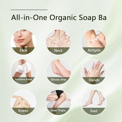 4 Pcs Herbal Soap Bar with Tea Tree Oil, Olive Oil & Organic Shea Butter - Natural Handmade Soap for Women & Men, Gentle Face, Body & Foot Cleanser for Dry, Itchy or Sensitive Skin, 3.53 oz