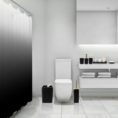 Bathroom Set - 22PC Black Bathroom Accessories Sets Complete with Black Ombre Shower Curtain,Trash Can,Toothbrush Holder,Toothbrush Cup,Soap Dispenser,Soap Dish,Toilet Brush,Tray,Qtip Holders
