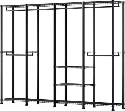 VEVOR Clothing Garment Rack, Heavy Duty Closet Wardrobe, Adjustable Tiers Clothes Racks with Steel Frame, for Bedroom, Clothing Store, Hallway