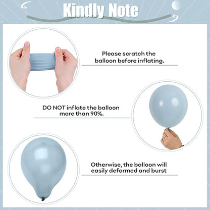 Dusty Blue and Gold Balloons, 60 PCS 12 Inch Slate Fog Pastel Baby Blue Sand White and Gold Balloons for Baby Boy Shower Bridal Shower Birthday Wedding Party Decorations