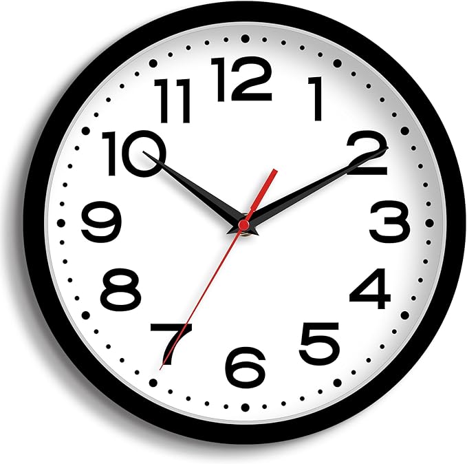 Wall Clock 16 Inch Silent Non-Ticking Modern Clock Battery Operated Classic Simple Minimalist Analog Decorative for Kitchen, Living Room,Office, Bedroom, Bathroom (Black)