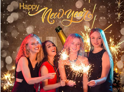 CYLYH 7x5ft Happy New Year Backdrop 2026 New Years Eve Backdrops New Year Party Banner Lucky Horseshoe Champagne Fireworks Christmas New Year Background