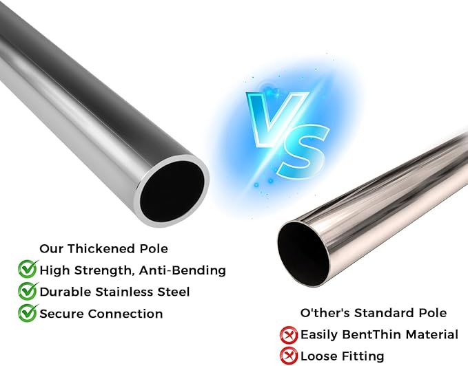 10Ft Window Washing Kit with Extension Pole(Thickened), Window Cleaning Kit with 14" Squeegee & 15" Scrubber (2 Brush Covers), Window Cleaner Tool Washing Equipment for Outdoor High Windows Glass