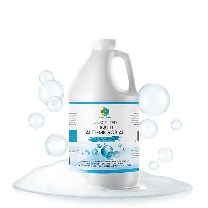 AntiMicrobial Hand Soap, 64 oz Bulk Refill - Antibacterial Hand Soap, Gentle, Moisturizing Hand Soap for Kitchen and Bathroom - Unscented