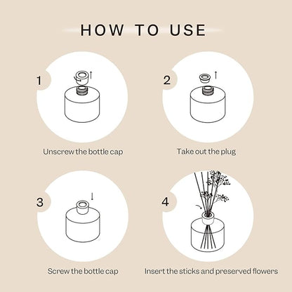 Cocorrína Premium Reed Diffuser Set with Preserved Baby's Breath & Cotton Stick Lavender Thyme | 6.7oz Scent Fragrance Lavender Oil Diffuser for Bedroom Bathroom Home Décor