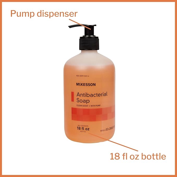McKesson Antibacterial Liquid Hand Soap, 18 oz [Pack of 1] Pump Bottle, Clean Scent