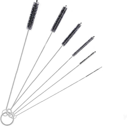 Straw Cleaner Brush Set,6 Piece Long Drinking Straws Cleaning Brush Pipe Tube Tiny Brushes 10-inch,Black
