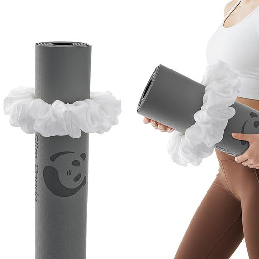 Slim Panda Yoga Mat Scrunchie, Secures Your Mat In Style & Cute, Durable Stretchable Velvet Fabric Yoga Mat Carrying Strap Fits All Standard Yoga Mats (mat not included)