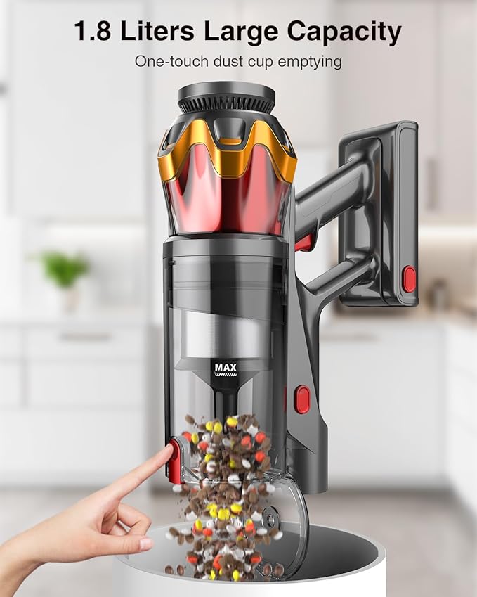 Cordless Vacuum Cleaner,48000Pa/580W/65Mins Vacuum Cleaners for Home,Self-Standing Stick Vacuum with Anti-Tangle Brush & OLED Touch Screen,Vacuum Cleaner for Hardwood Floors and Carpet,Pet Hair,Car
