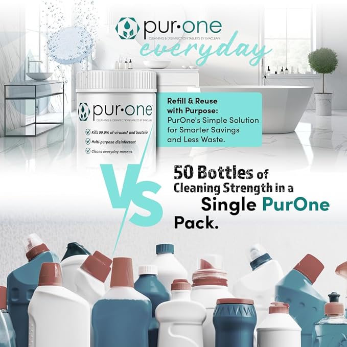 EveryDay 3.3g All Purpose Disinfecting & Cleaning Tablets, Advanced Formula, Effective on Stains, Mildew & Bacteria, Ideal for Toilet Bowl Cleaning Inside & Outside, Bleach-Free, Neutral pH