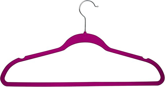 Simplify 10 Super Slim Velvet Huggable Hangers in Fuchsia