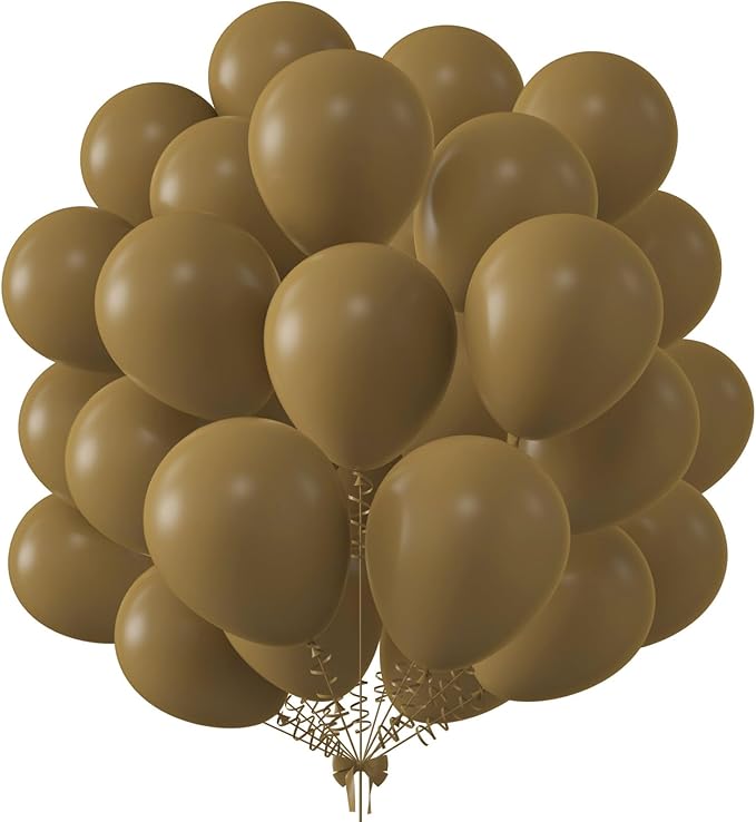 KALOR 12 Inch Retro Khaki Balloons, 50 Pcs Latex Helium Balloons for Kid's Birthday Party, Baby Shower, Wedding, Graduate Party Decorations