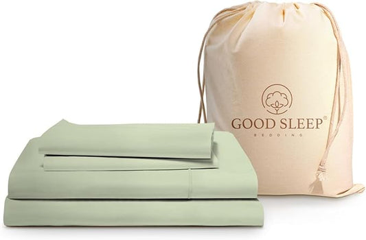 Good Sleep Bedding 100% Egyptian Cotton Sheets Queen Size Set - 1000 TC Queen Bed Sheets, 4 Pc Queen Size Bed Sheets, Luxury Sateen Weave, Ultra Soft Queen Sheet Set Deep Pocket Fits Upto 16" - Sage