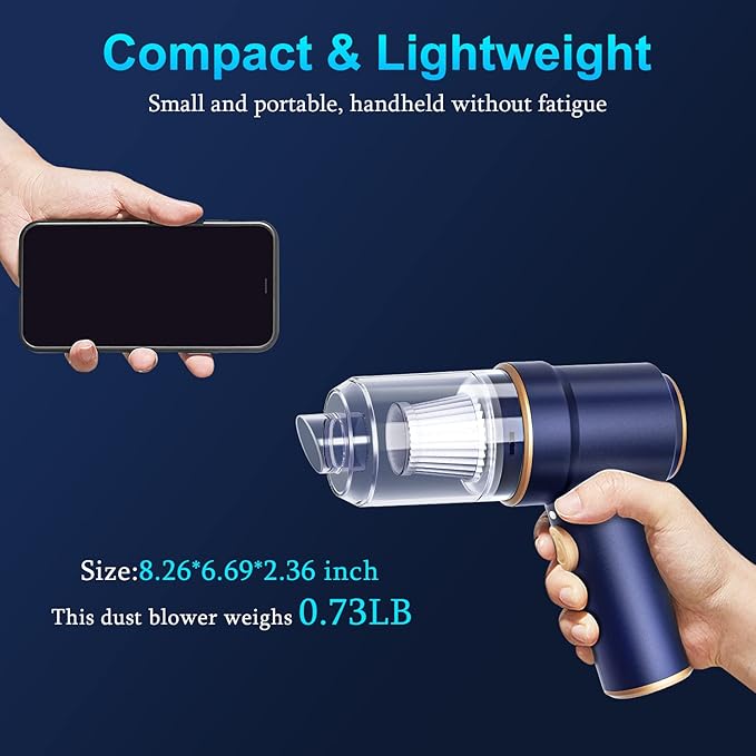KMM Handheld Car Vacuum Cleaner, 9000Pa Vacuum Cleaner and Air Duster, 120W High Power Hand Held Vacuum with LED Light and Multi-Nozzles for Car, Home, Office, Pet