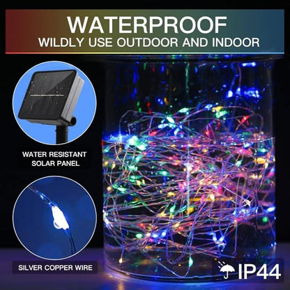 suddus 2 Pack 33ft Solar Fairy String Lights Small, 100 Led Multicolor Solar Fairy Lights Outdoor, Solar Christmas Lights Copper Wire for Trees Garden Patio