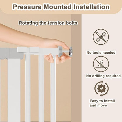 Extra Wide Baby Gate Fits 30-63 Inch Wide Opening, Toddler Pet Gate for Stairs Doorways Hallways Indoor, Walk Thru Large Long Dog Gates Pressure Mounted Black