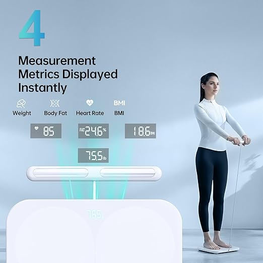 Smart Scale for Body Weight,8 Electrode Digital Bathroom Scale with BMI,Body Fat,Muscle Mass,28 Body Composition Measurements, Bluetooth APP High Accuracy Analyzer
