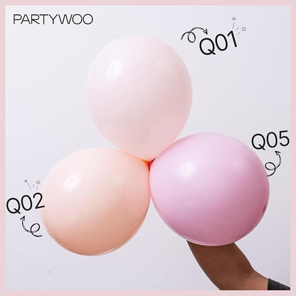 PartyWoo Light Pink Balloons 50 pcs 12 Inch Pastel Baby Pale Blush Pink Latex Balloons for Graduation Wedding Baby Shower Gender Reveal Princess Bachelorette Birthday Party Decorations Pink-Q01