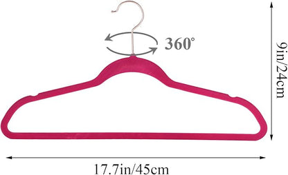 VECELO Premium Velvet Clothes Hangers Suit Heavy Duty (25 Pack)-Non Slip & Space-Saving with 6 Finger Clips & Tie Rack Excellent for Men and Women，Rose