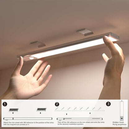 12inch Under Cabinet Lighting,54 LED Rechargeable Battery Operated Motion Sensor Light Indoor,Colors changable 6 Pack Dimmable Closet Lights,Cordless Under Counter Lights for Kitchen,Cupboard