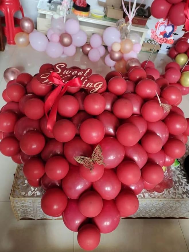 Ruby Red Balloons 100 pcs Dark Red Latex Balloon Different Sizes 18 12 10 5 Inch Premium Helium Balloons for Balloon Garland Arch Birthday Party Wedding Valentine's Day Christmas Decorations