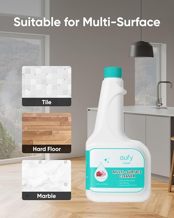 eufy X10 Pro Omni Robot Vacuum and Mop Combo, 8,000 Pa Suction, Dual Mops with 12 mm Auto-Lift and Carpet Detection + Official Floor Cleaning Solutions (2 Bottles)