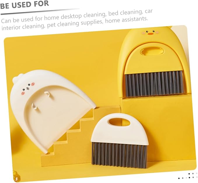 FAVOMOTO Mini Cartoon Animal Broom with Portable Dustpan Soft Wear-Resistant Brush for Desktop Cleaning Lightweight Tabletop Sweeper for Home Office Car Detailing Dormitory Use