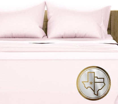 TEXAS LINEN CO. Luxury Egyptian Cotton King Size Sheet Set - 1000 Thread Count Blush 4 Piece King Sheets, Soft, Cooling Extra Long Staple Sateen Weave Bed Sheets - Fits Upto 18” Deep Pocket