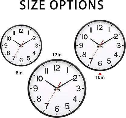 Wall Clocks Battery Operated 10 inch Modern Wall Clock,Silent Non Ticking Wall Clock for Living Room Bedroom Kitchen Office Classroom Decor (White and Black)