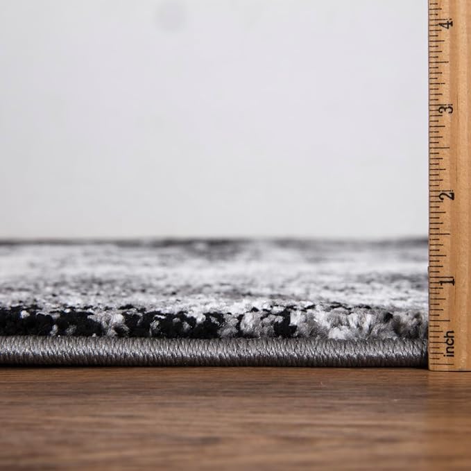 Keen Home Design Area Runner Rugs - 2x8 Non-Shedding, Abstract Runner for Kitchen, Living Room, Bedroom, Dining Room, Entryway - Size: 2'8" x 7'7", Abstract Black