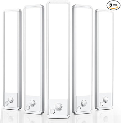 Under Cabinet Motion Sensor Lighting: Dimmable Rechargeable Lights Indoor - Battery Operated Lights - Undercabinet Wireless Closet Light Magnetic Led Light for Kitchen Home Bathroom Counter 5 Pack
