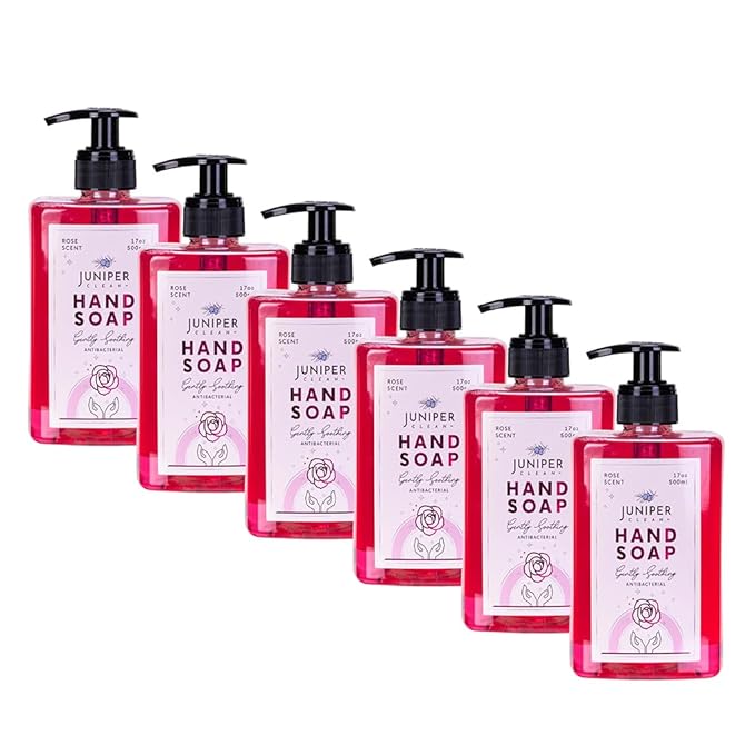 Antibacterial Hand Soap with Pump, Rose Scent, Liquid Hand Soap 17 Fl Oz (Pack of 6)