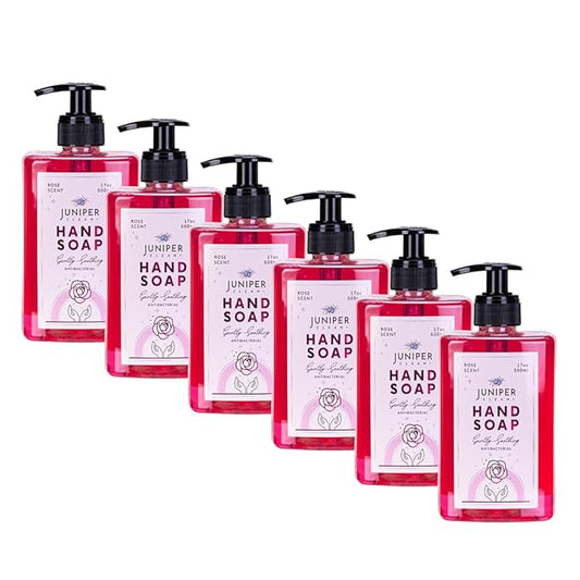 Antibacterial Hand Soap with Pump, Rose Scent, Liquid Hand Soap 17 Fl Oz (Pack of 6)