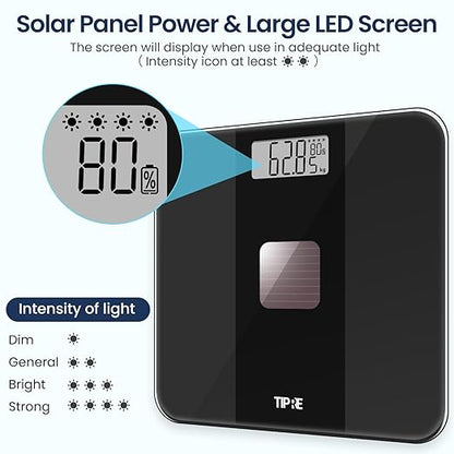 Solar Powered Weight Scale with Endless Power, Scale for Body Weight, Electronic Bathroom Scale for Weight Loss, Digital Weighing Scale with 0.1lb Accuracy No Battery Required, 400lb/180kg