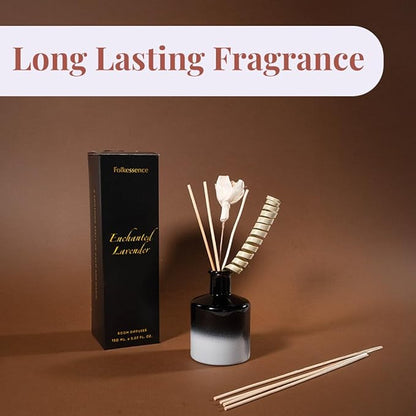 Folkulture Reed Diffusers for Home, 5 oz | Lavender Scent Diffuser Oil with Sticks for Bathroom Decor Accessories, Living Room, Office, Desk| Natural Essential Oils | Housewarming Gifts