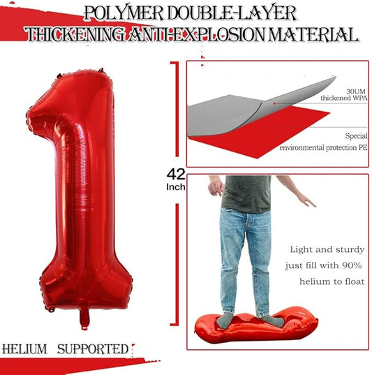 GOER Number 18 Balloons for 18th Birthday Sweet 18 Party Decorations,42 Inch Jumbo Foil Helium 81 Balloons for 81st Birthday Party Decoration (Red)