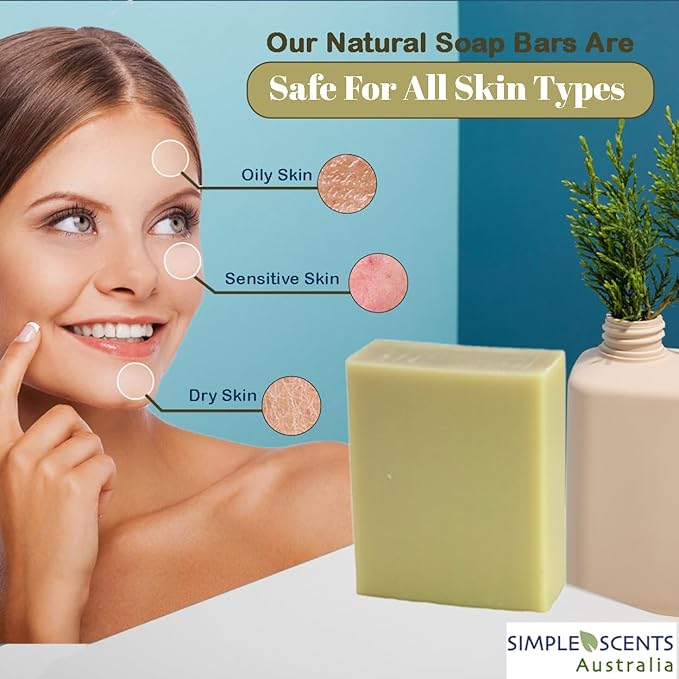 French Pear Scented Natural Soap Bars (5 Bars), 3.5oz Moisturizing French Triple Milled Soap Bars Enriched with Shea Butter - Pure Plant Oil Bath & Body