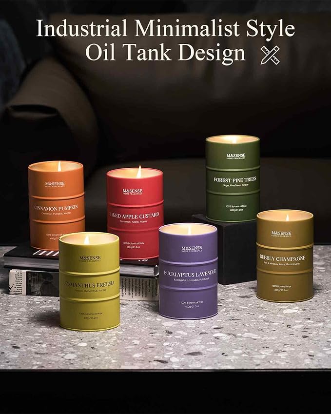 M&SENSE Tobacco Scented Candles Large, Natural Soy Candles 21.2oz 120 Hour Slow Burning,Aromatherapy Candle for Stress Relief Meditation Relaxing